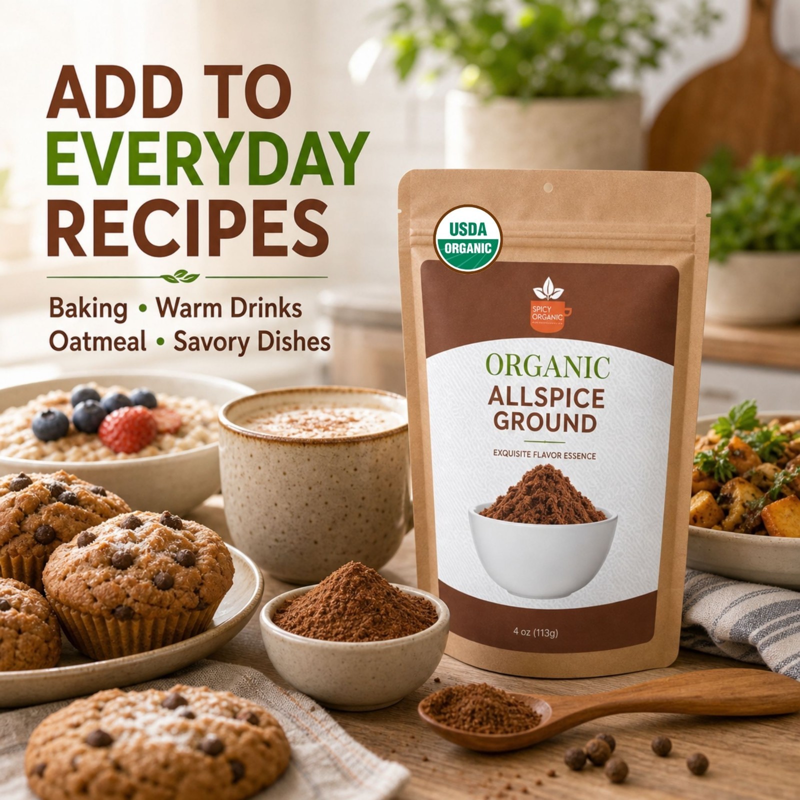 Spicy Organic Allspice Ground Powder 4 oz | USDA Organic