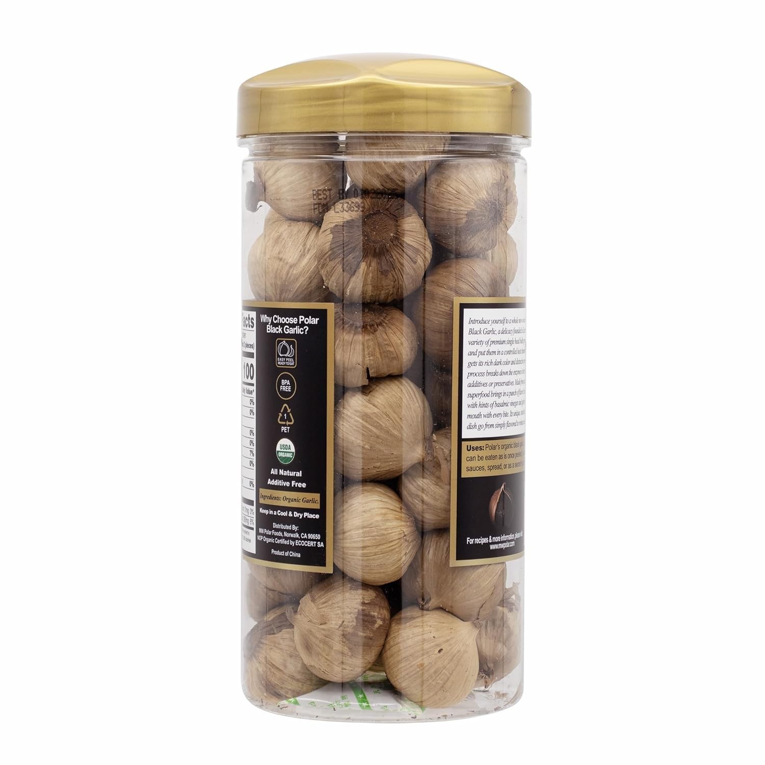 MW Polar USDA Organic Black Garlic 20 oz (Pack of 1), Whole Bulbs, 1 Pack