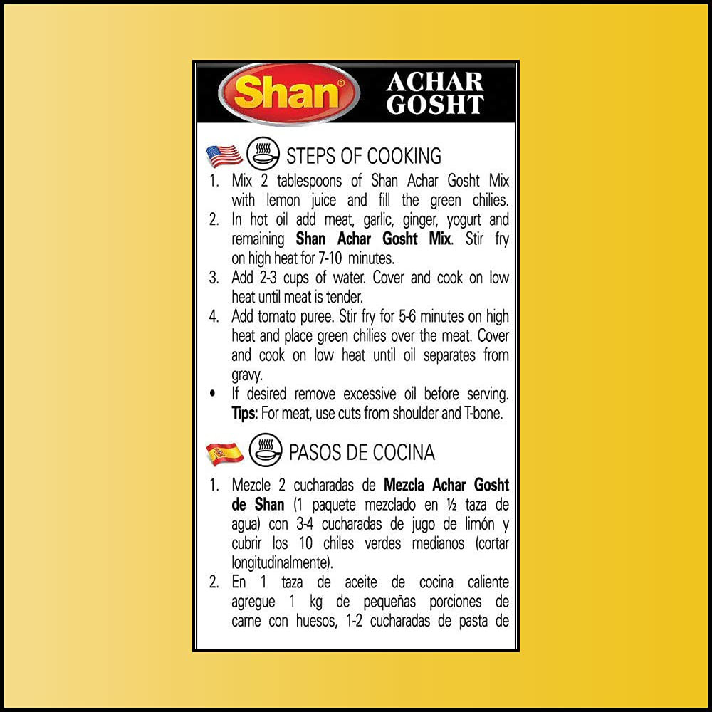 Achar Gosht Recipe and Seasoning Mix 1.76 Oz (50G) – Spice Powder for Meat in Pi
