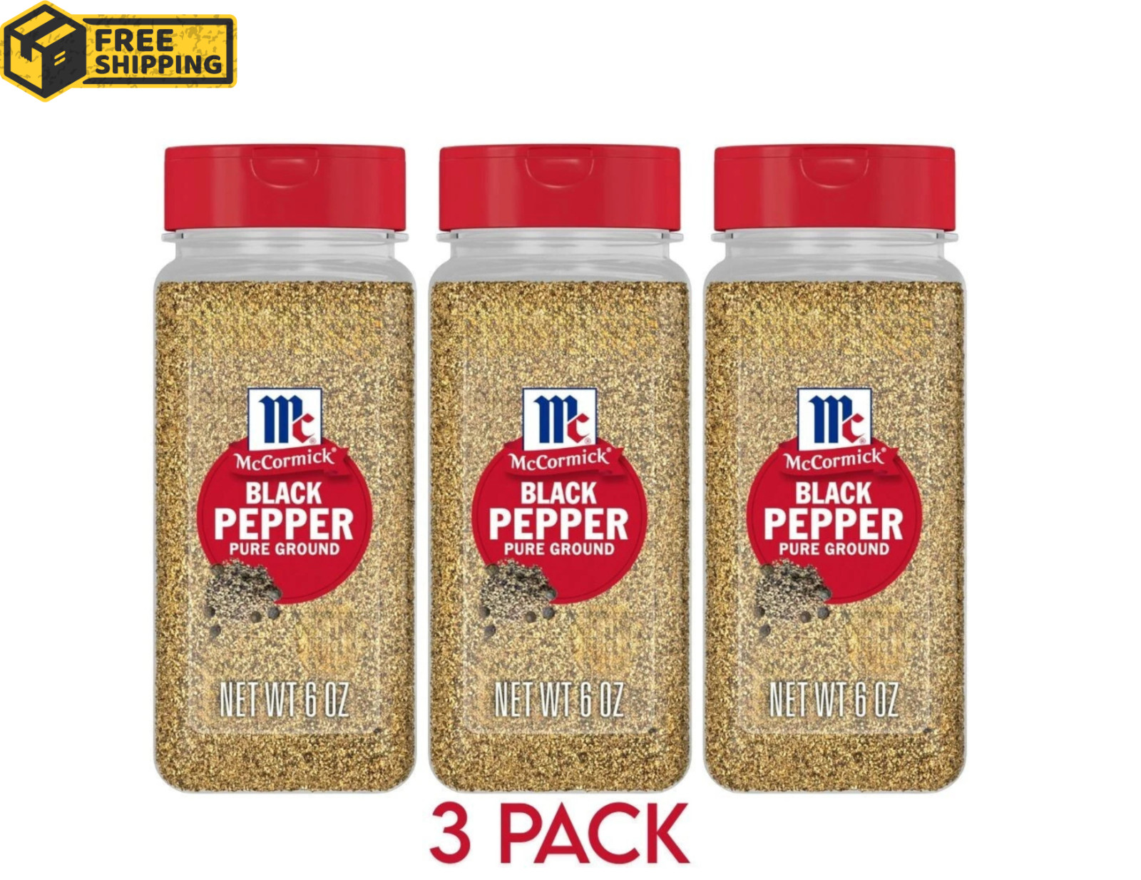 McCormick Pure Ground Black Pepper, 6 oz ( 3 Pack )