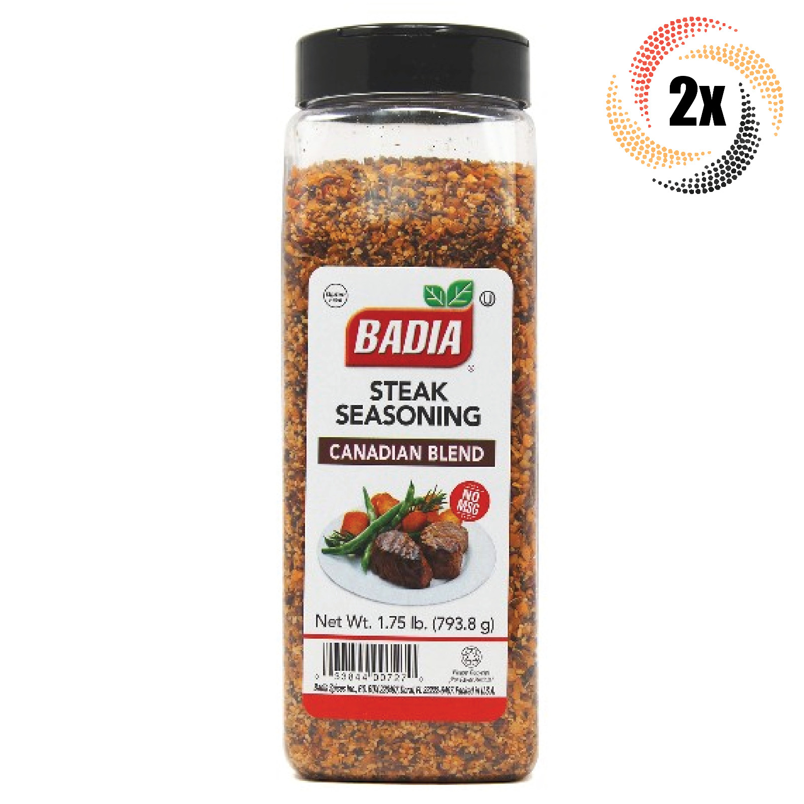 2x Pints Badia Steak Canadian Blend Seasoning | 1.75LB | Gluten Free! | No MSG!