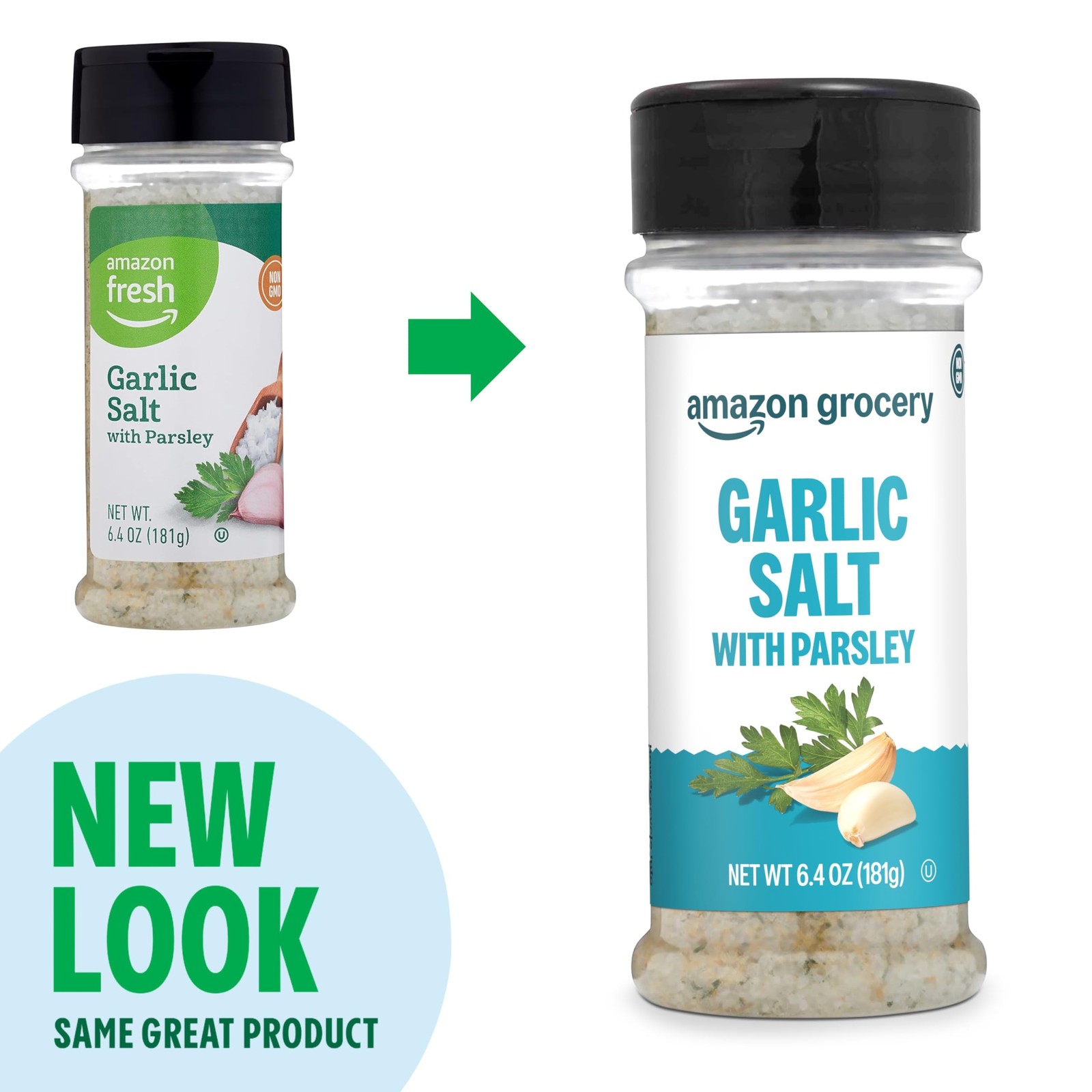 Amazon Grocery, Garlic Salt with Parsley, 6.4 Oz Ounce (Pack of 1)