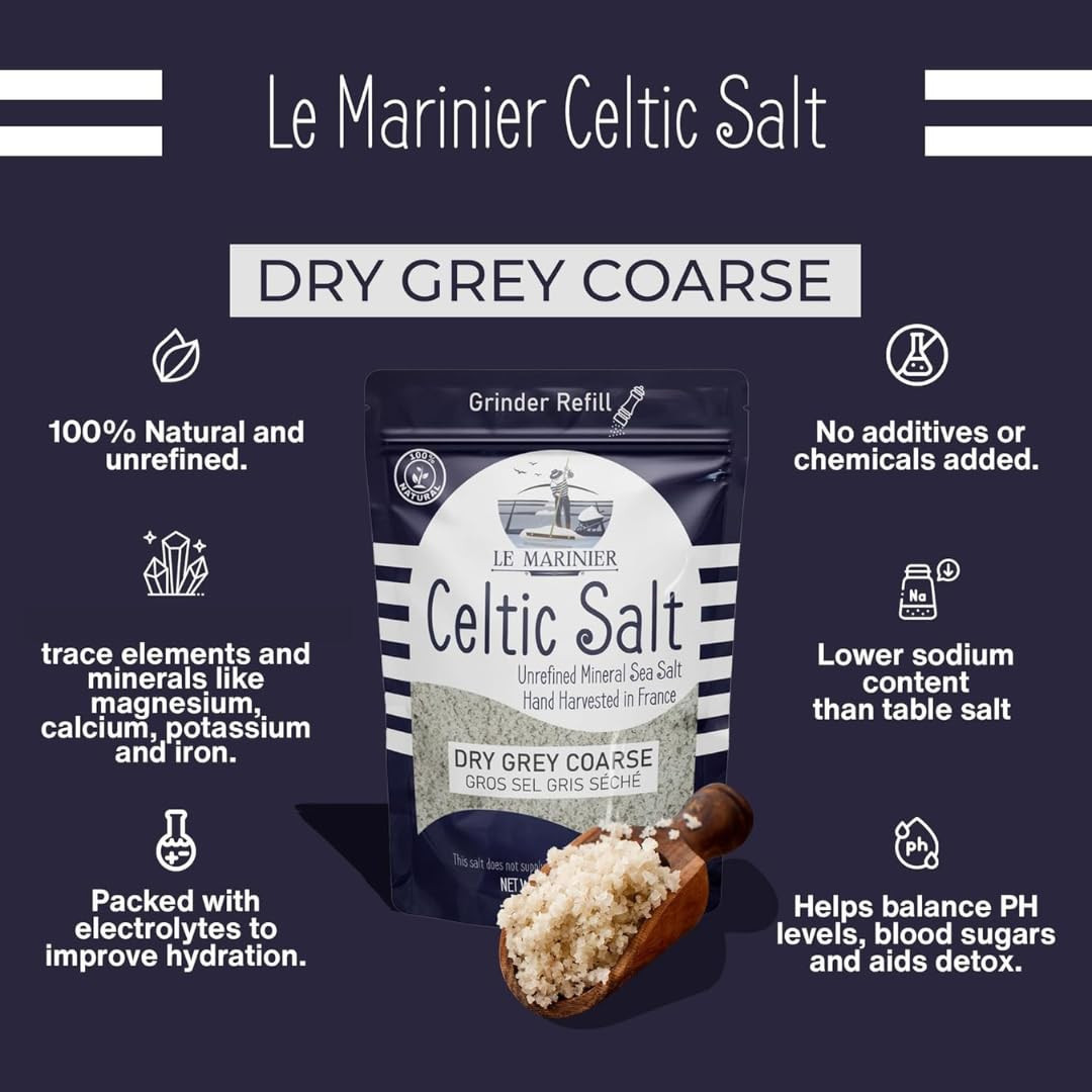Sal marina gruesa gris seca Celtic Salt de Le Marinier, 1.1 lb – 18 oz. Mineral