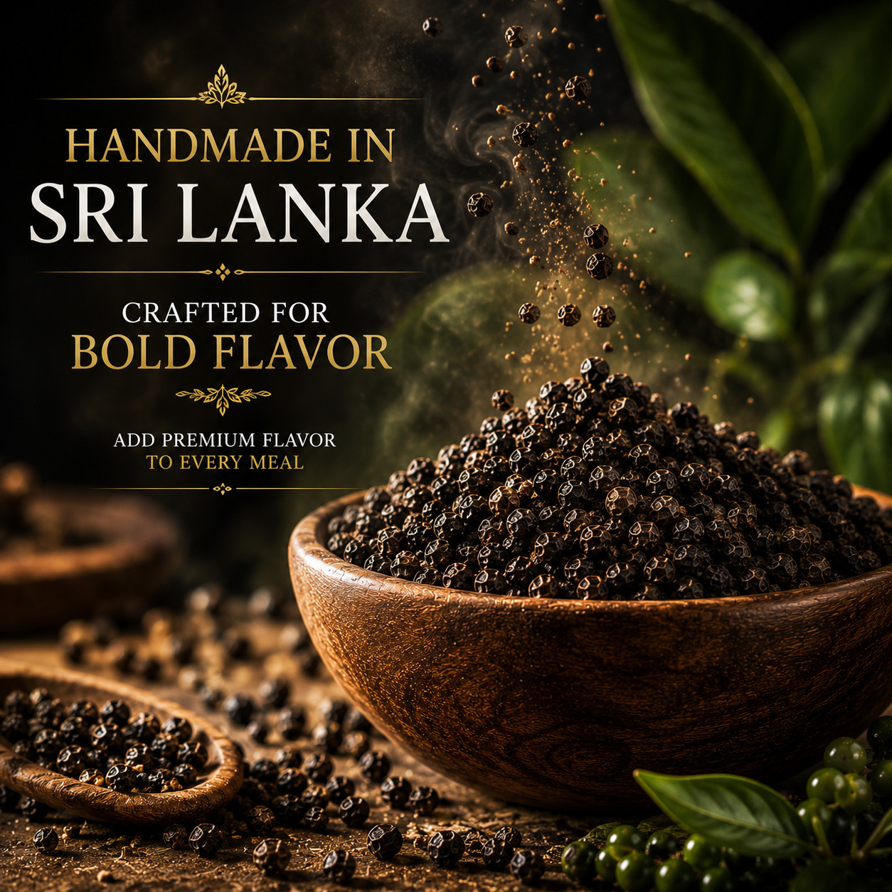 Premium Ceylon Black Pepper Whole Peppercorns Handmade Sri Lankan Spice