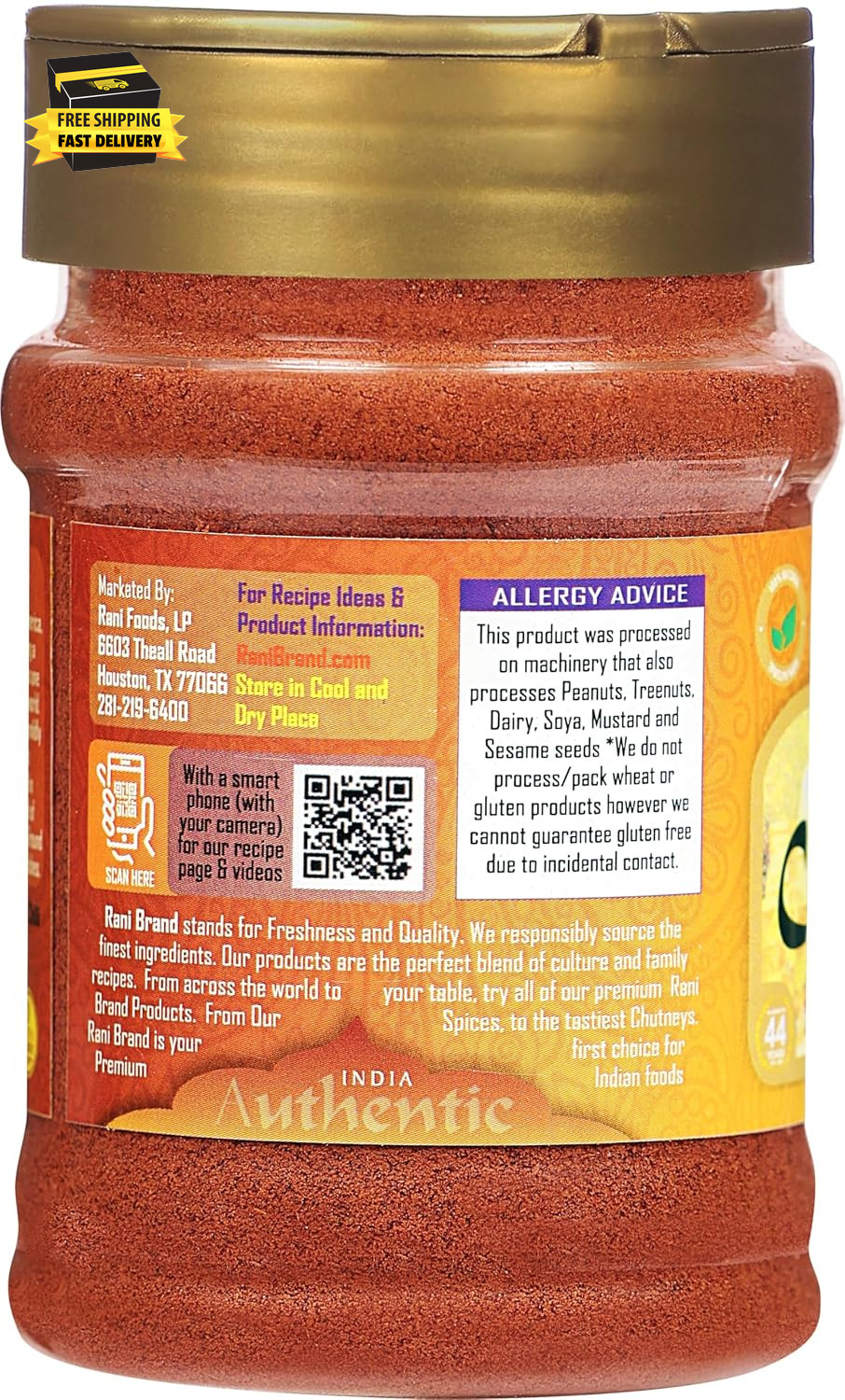 Rani Chilli Powder (Mirchi) Ground Indian Spice 3Oz (85G) PET Jar ~ All Natural