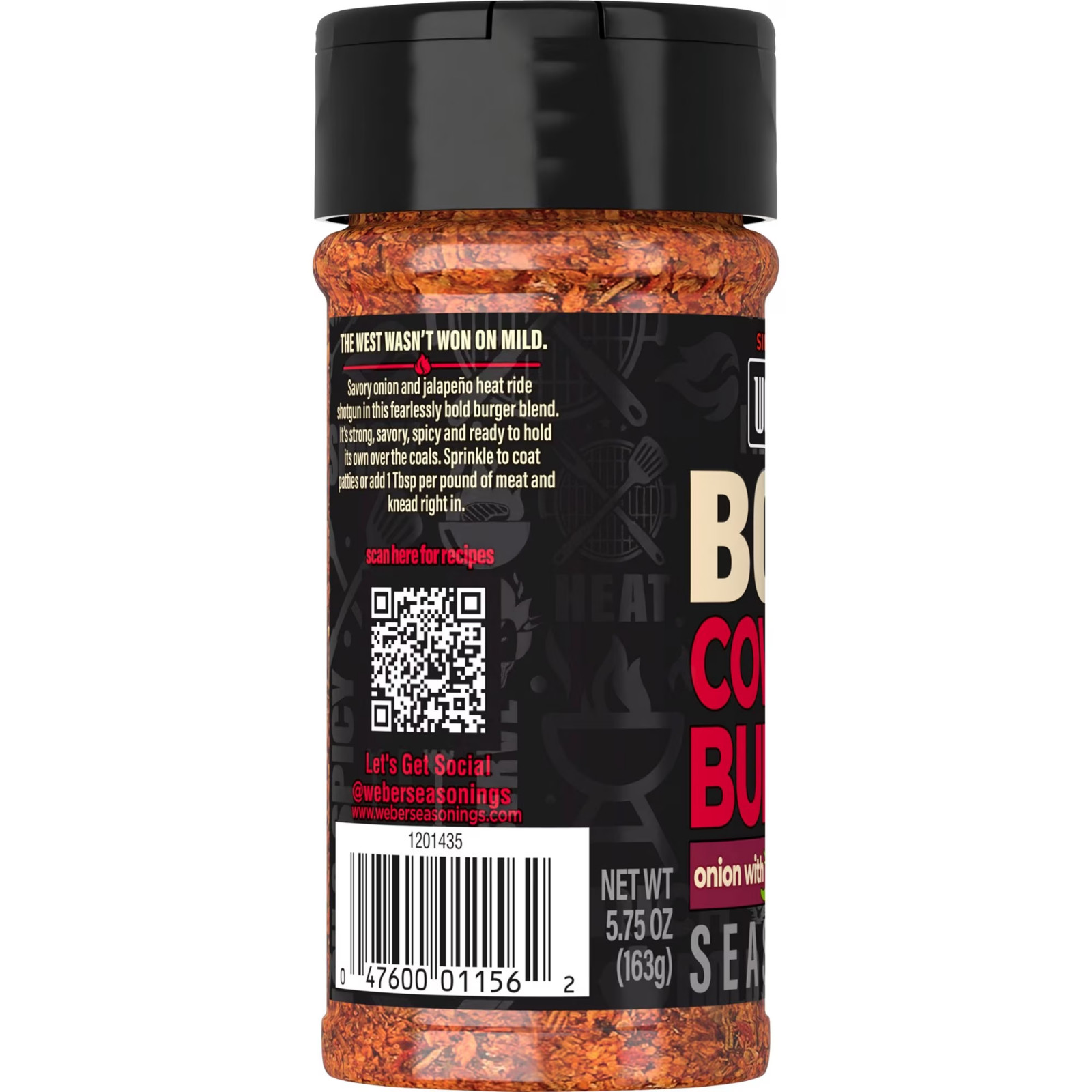 Weber BOLD Cowboy Burger, Onion & Jalapeno Burger Seasoning Blend, 5.75 oz