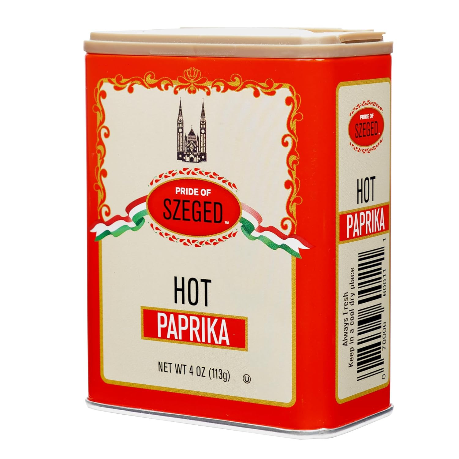 Hot Paprika Powder, Bright Red, 4 Oz. Tin, 1-Count