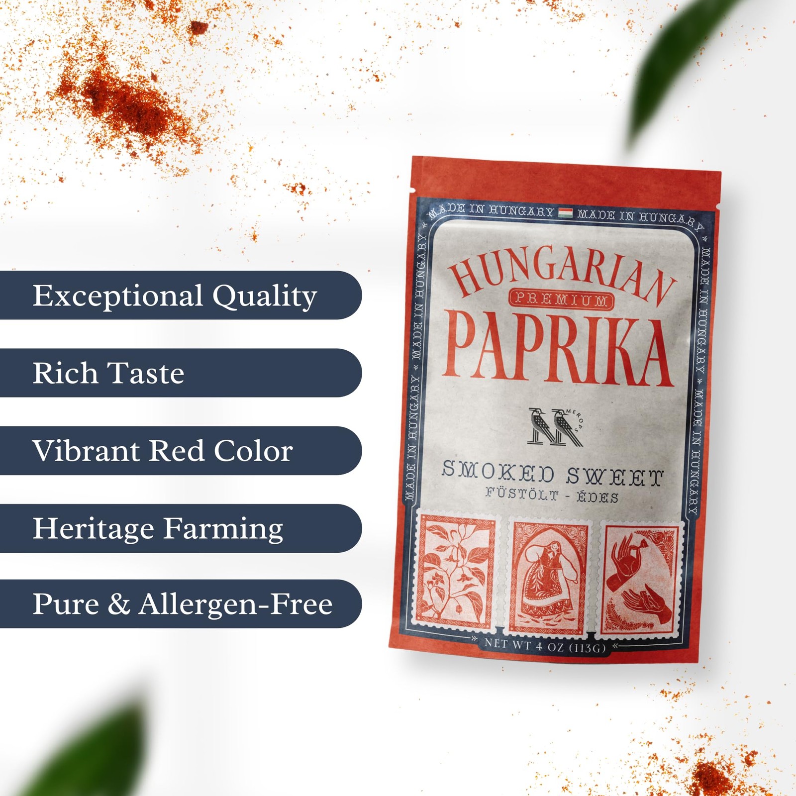 Premium SMOKED SWEET Hungarian Paprika Powder (4 oz) – Non-GMO – Vibrant Deep…