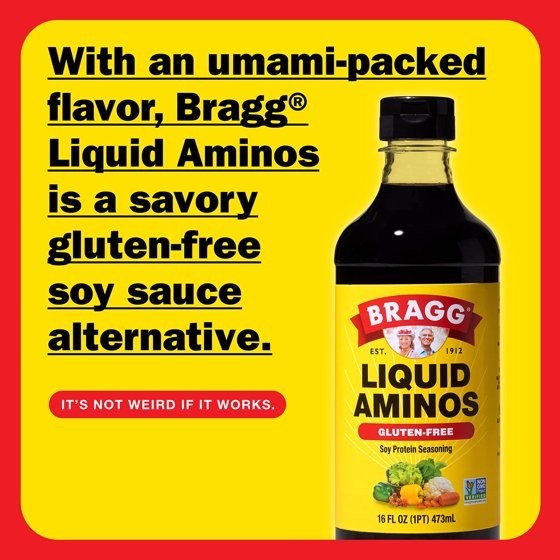 (2 pack) Bragg Gluten-Free Liquid Aminos Soy Protein Seasoning, 16 fl oz…
