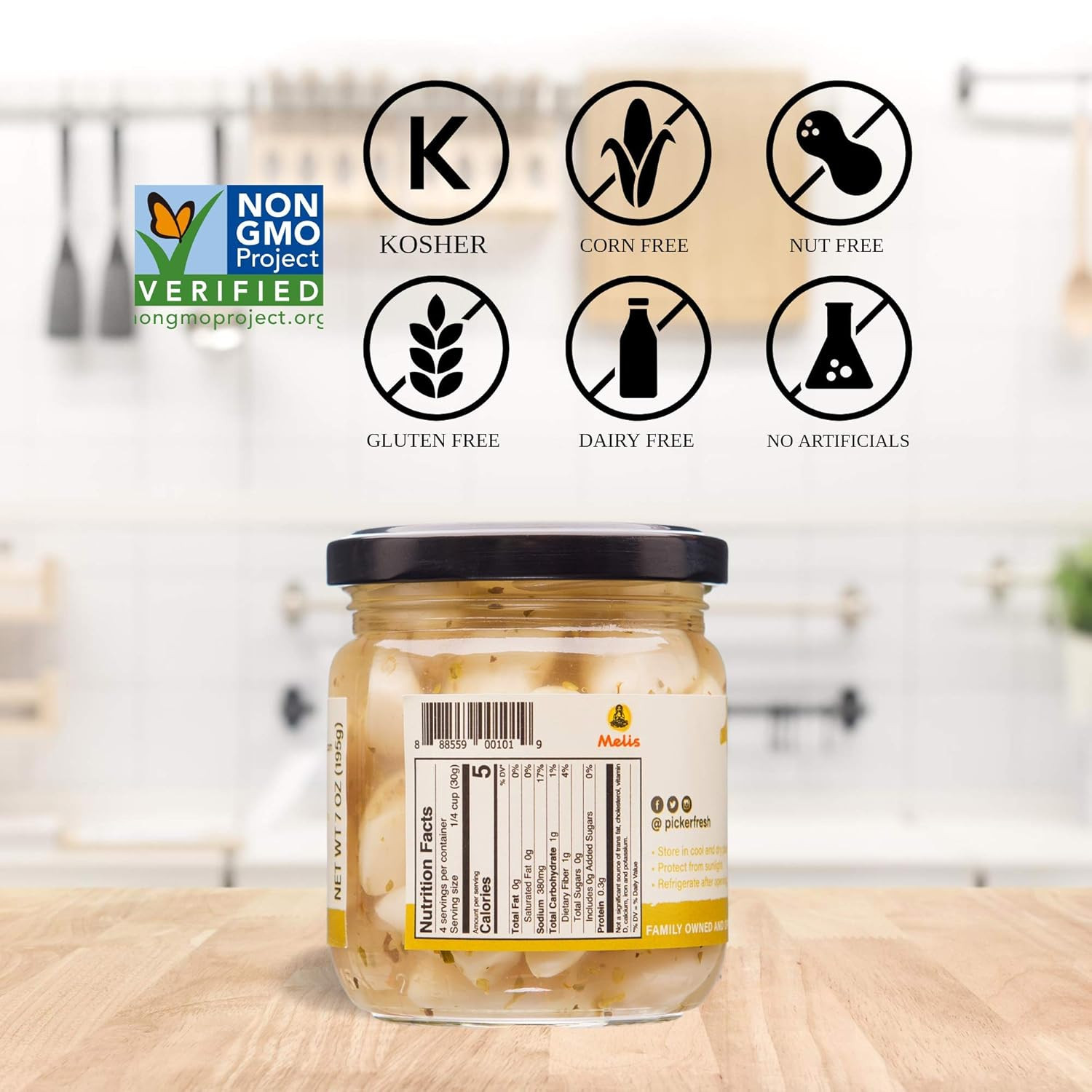 Pickerfresh Pickled Garlic – Gourmet Garlic Cloves – Simple Ingredients – Non-Gm