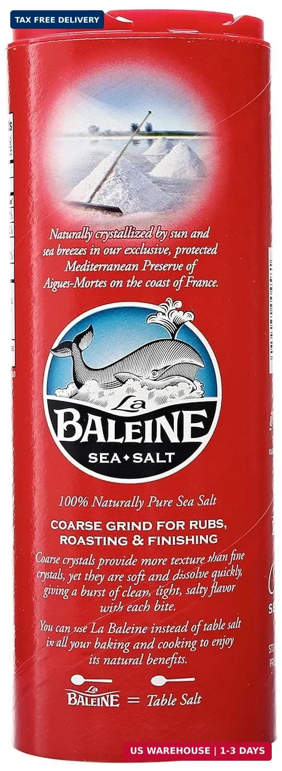 La Baleine Coarse Sea Salt Canister, All-Natural French Sea Salt, Product of Fra