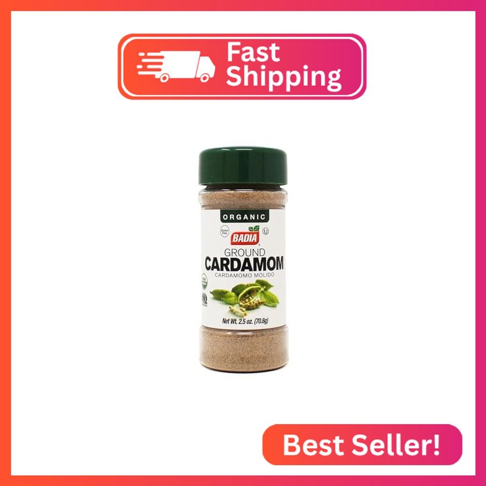 Badia Organic Ground Cardamom, 2.5 oz – Aromatic & Warm Spice for Baking, Cookin