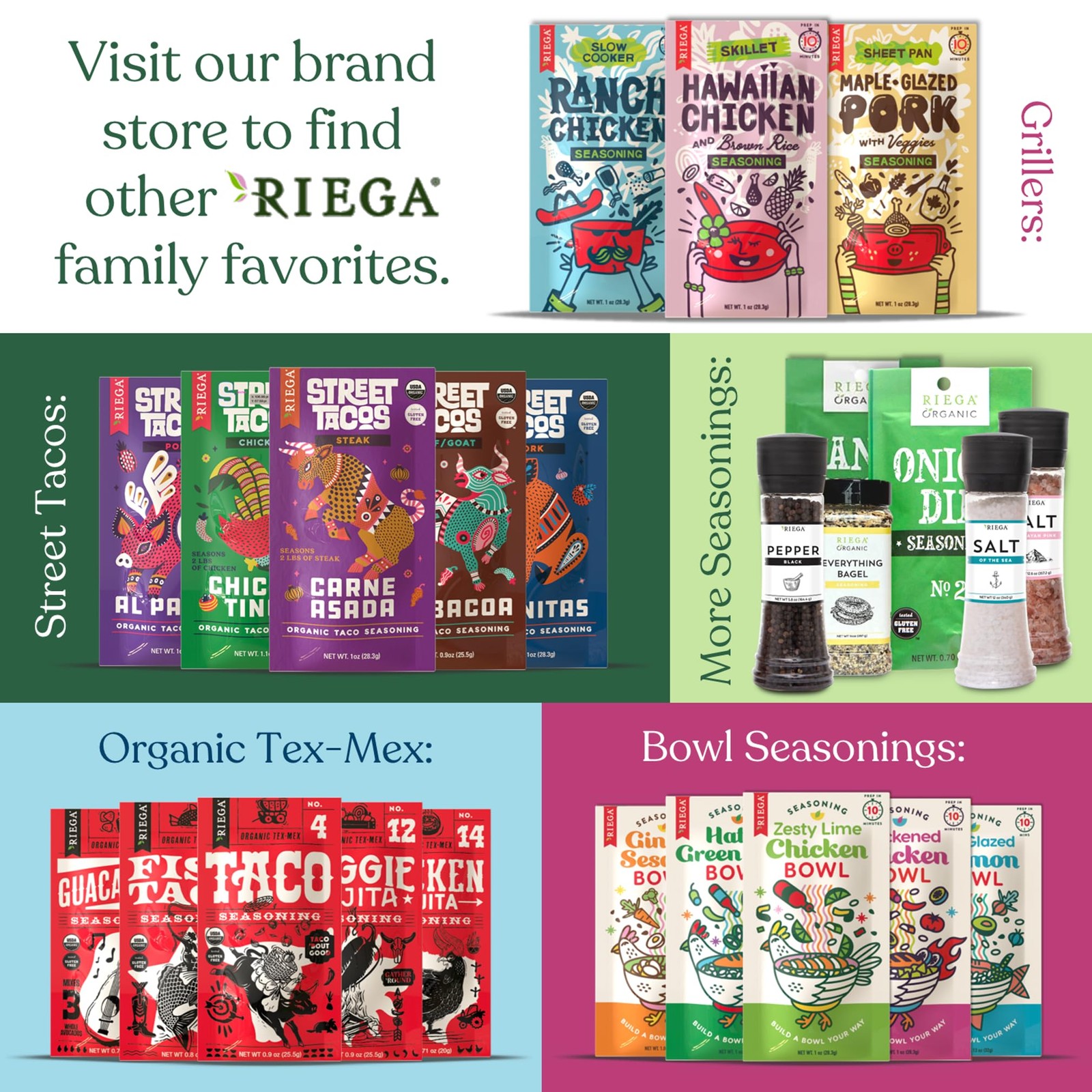 Riega Street Taco Seasoning, Organic Mexican Spice 1.1 Ounce (Pack of 8)