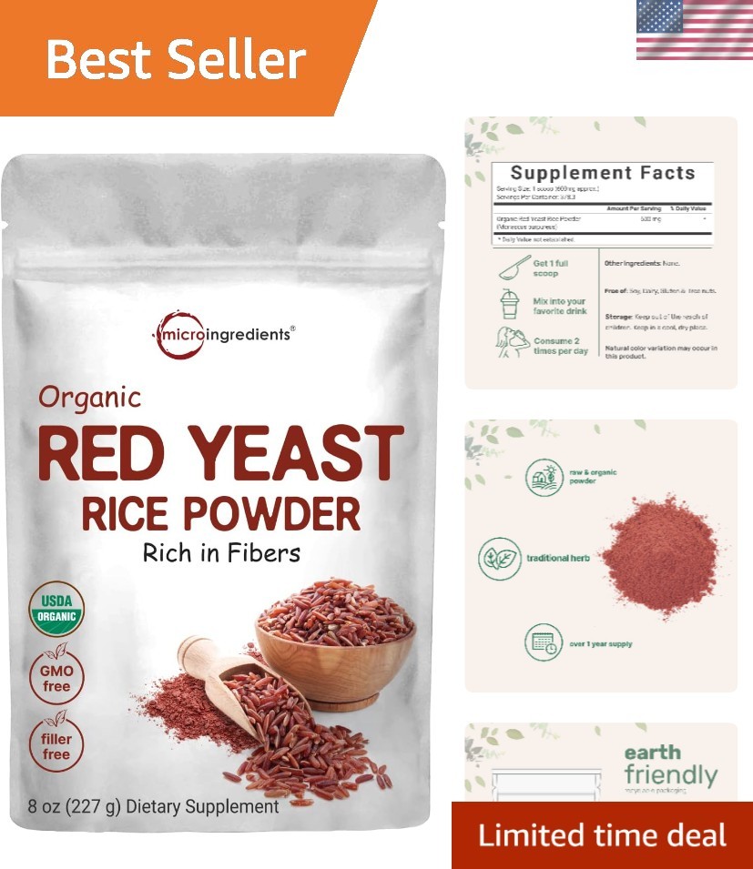 Stay Healthy with 8oz Organic Red Yeast Rice Powder – Non-GMO, Gluten-Free