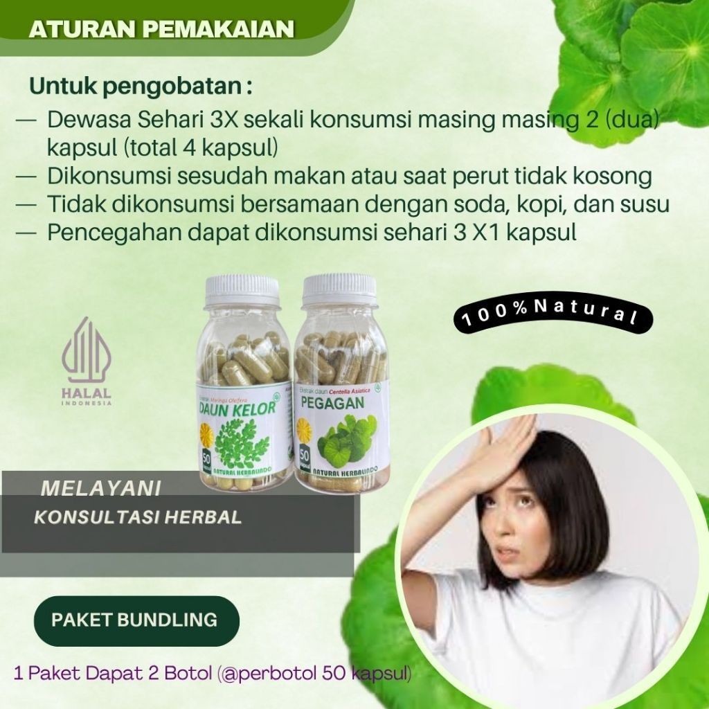 Herbal Capsule Bundle Gotu Kola & Moringa 2×50 Caps Indonesia
