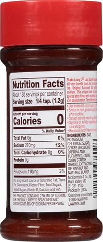 Lawry’s Less Sodium Seasoned Salt, 8 oz (Pack of 2) 8 Ounce