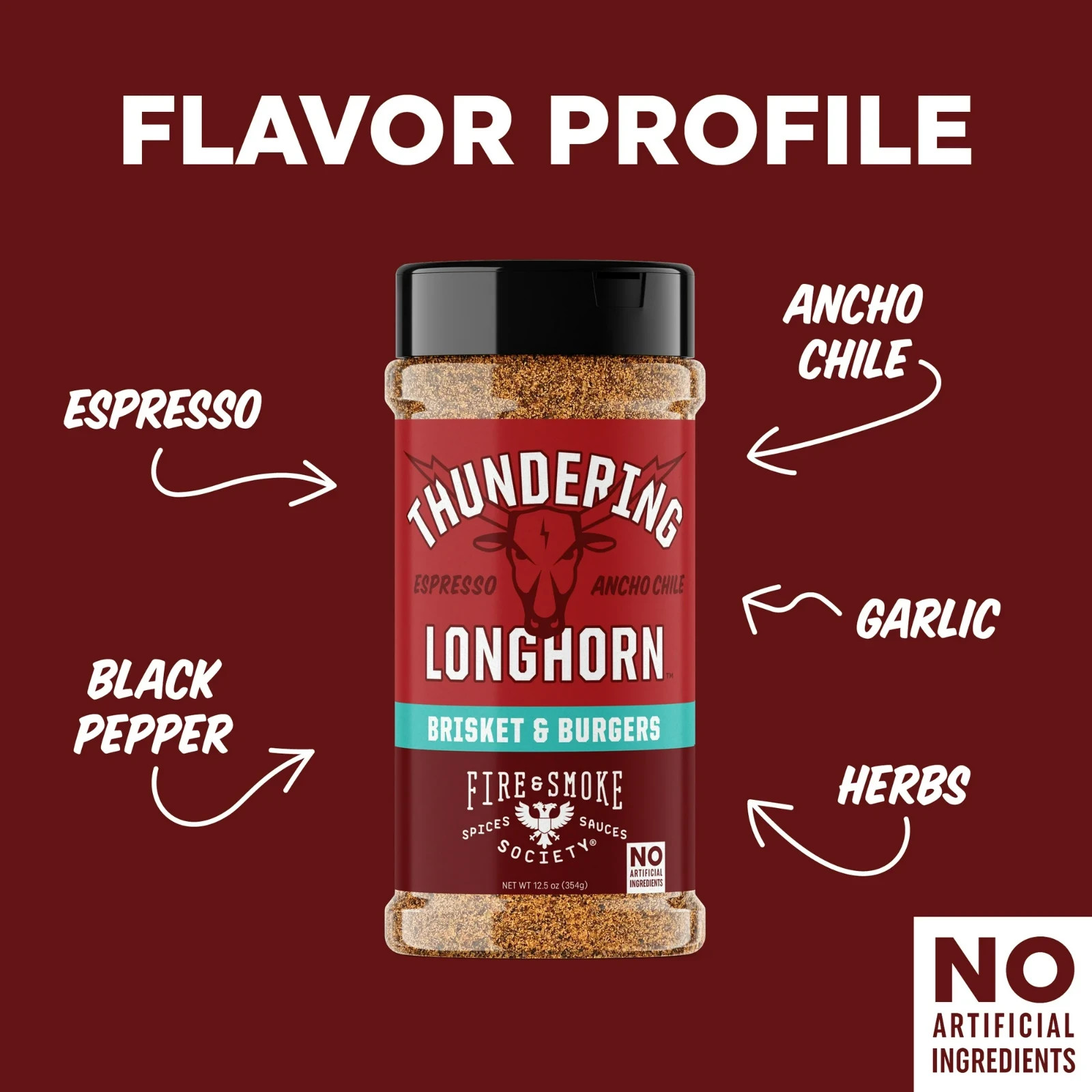 (6 pack) Fire & Smoke Society Thundering Longhorn Steak Seasoning, 12.5 oz Mixed