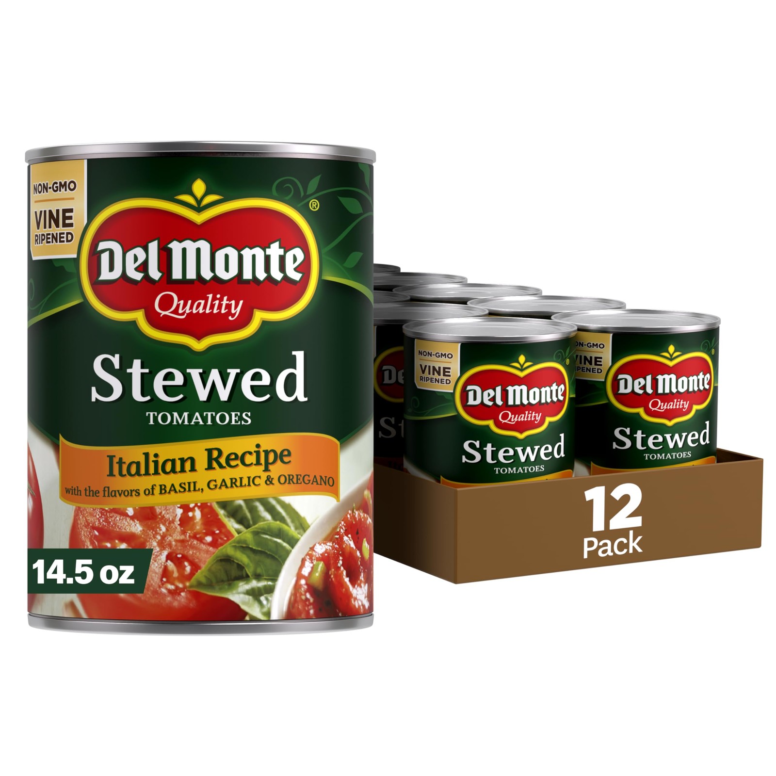 Del Monte Italian Recipe Stewed Tomatoes with the 14.5 Oz (Pack of 12)