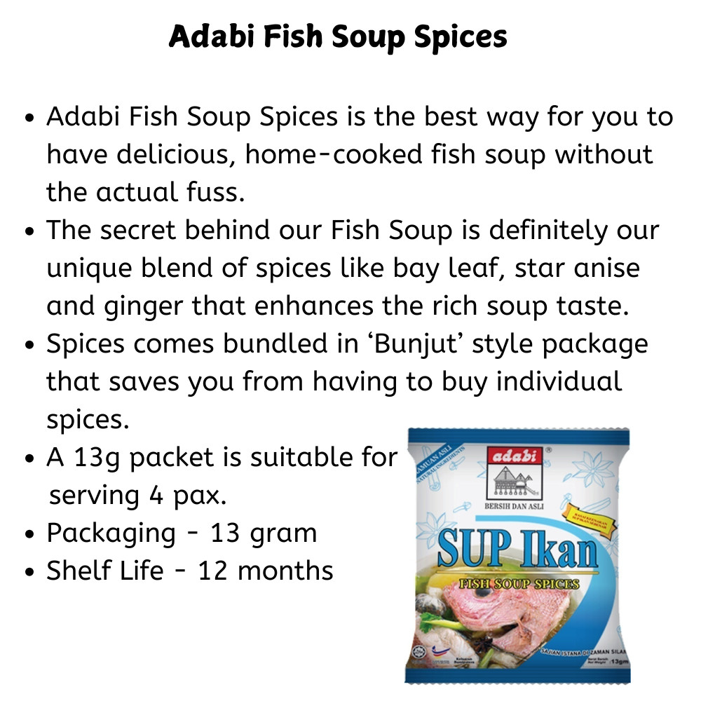 Adabi Sup Bunjut Ribs Fish Malaysia Soup Spices | Vegetables Mee Soup Powder Mix