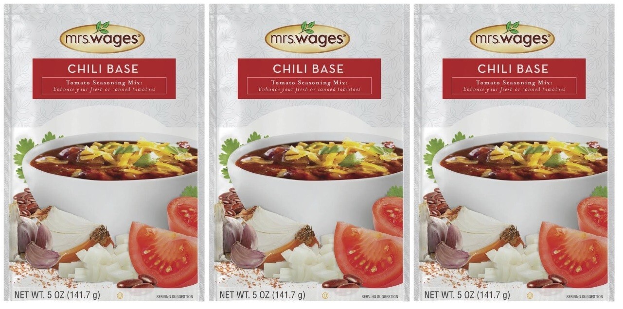 Mrs. Wages Chili Base Tomato Seasoning Mix, 5 oz (3 Packets)