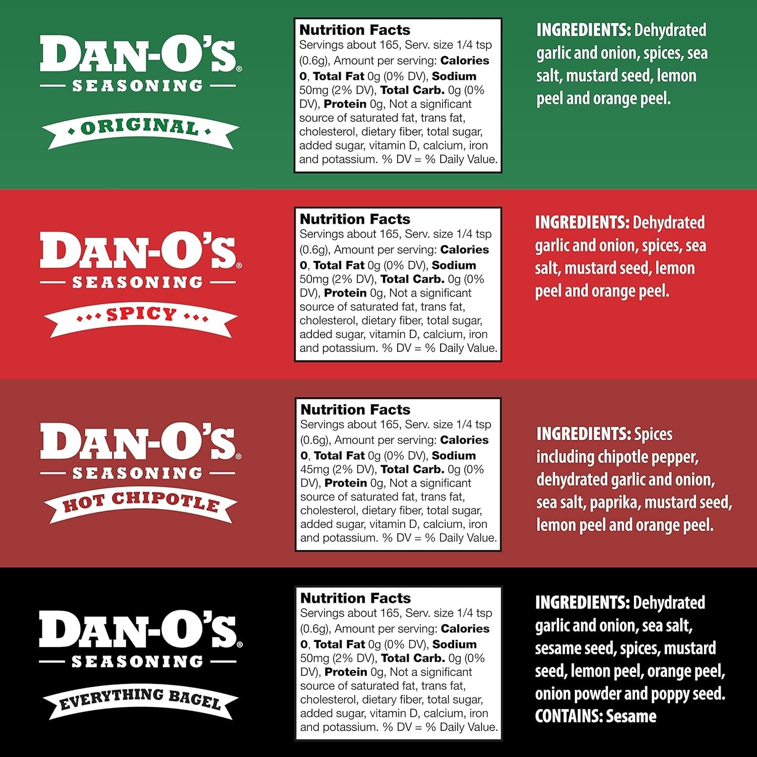 Unique 4 Flavor Seasoning Combo: , Spicy, Chipotle & Crunchy – 3.5 oz