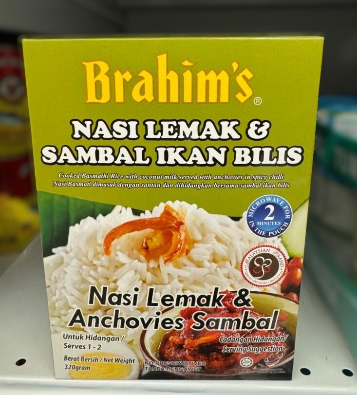 BRAHIM’s Nasi Lemak &Anchovies Sambal Malaysian Food 320g – 2 Packs