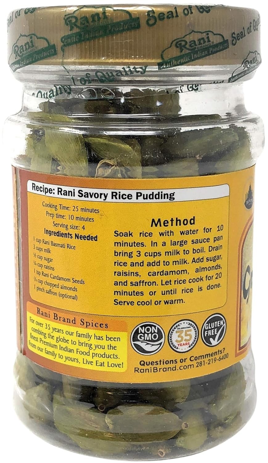 Rani Green Cardamom Pods Spice Hari Elachi 2oz 56g PET Jar, Pack of 12 ~ All …