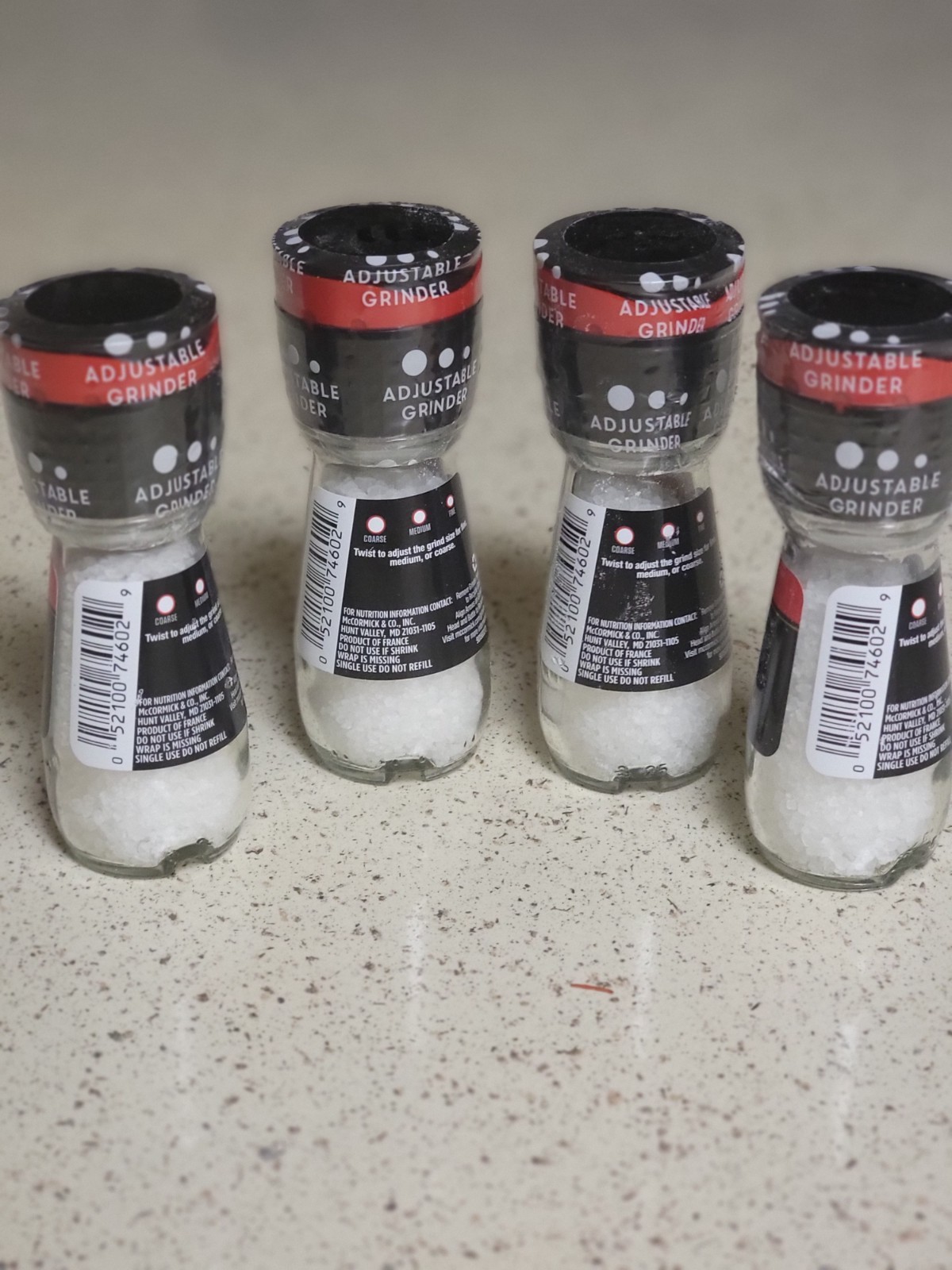 (4) McCormick Sea Salt Grinders, 2.12 oz