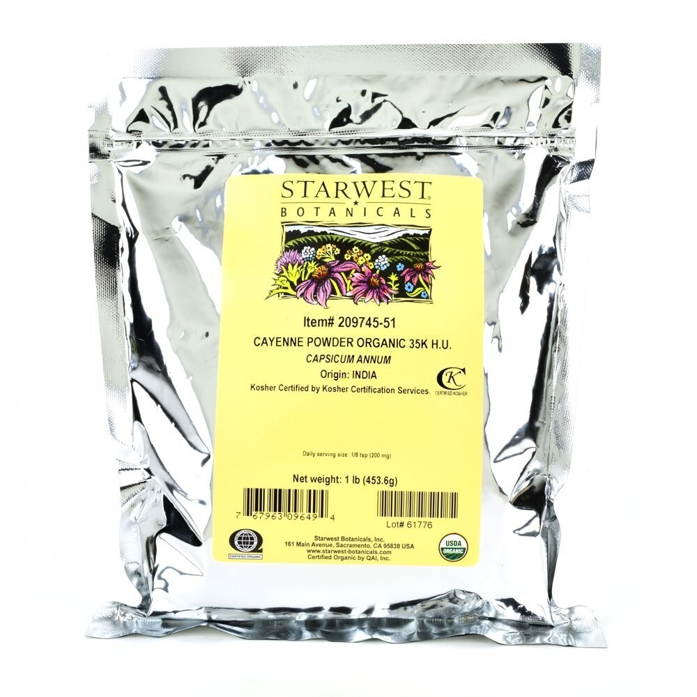 Organic Cayenne Pepper Powder 35,000 SHU – 1 Pound, Kosher Quality Spice
