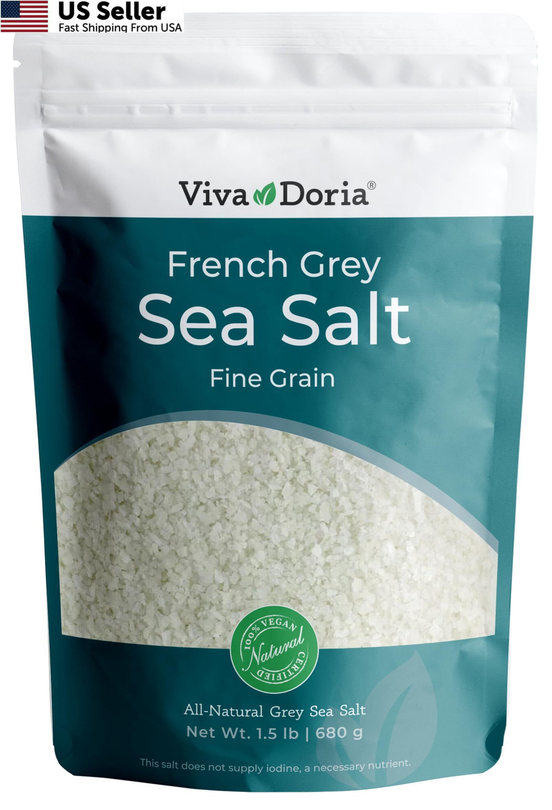 Viva Doria Sel Gris French Light Grey Sea Salt, 1.5 lb 24 Ounce (Pack of 1)