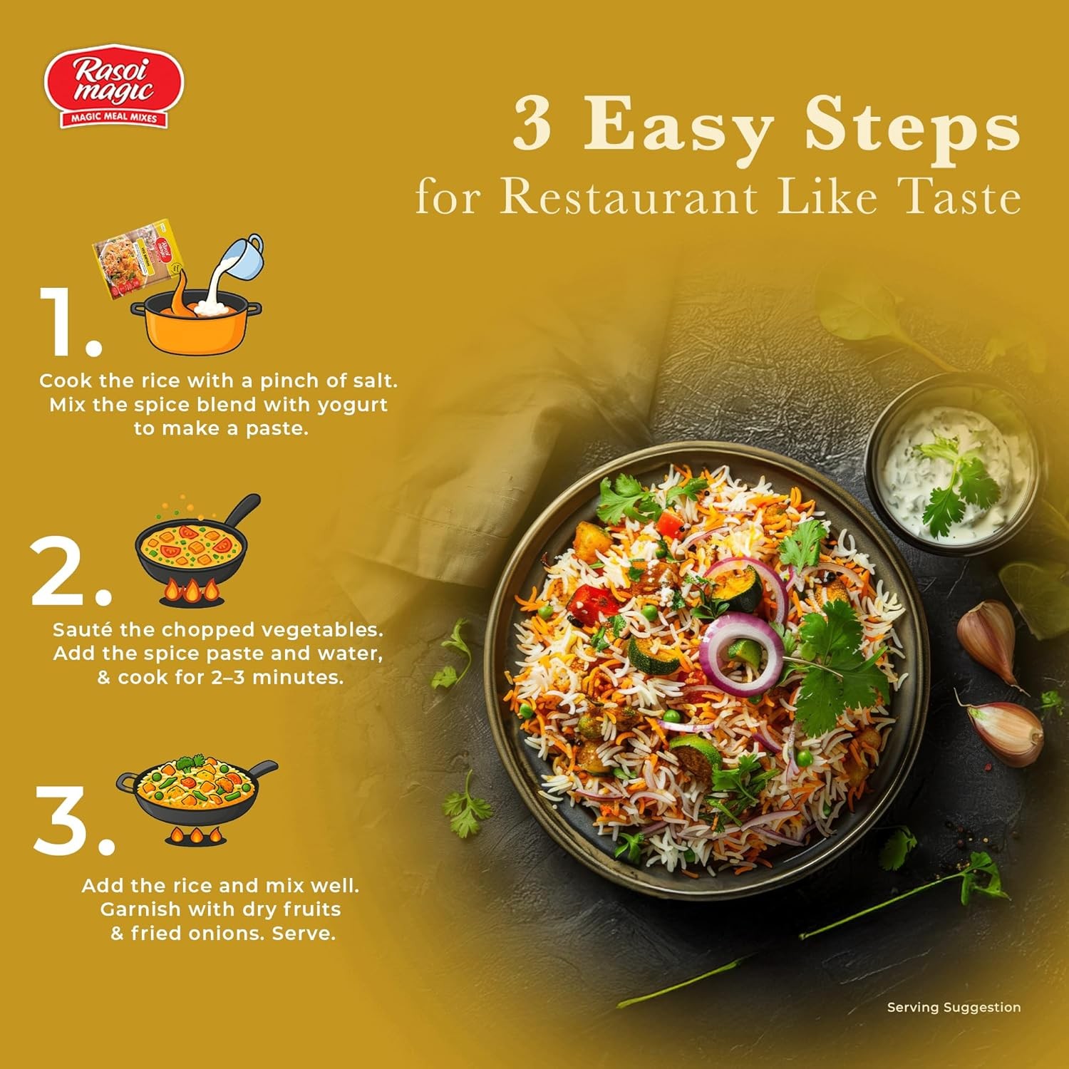 Rasoi Magic Spice Mix for Vegetable Biryani Masala 50g (Pack of 3)