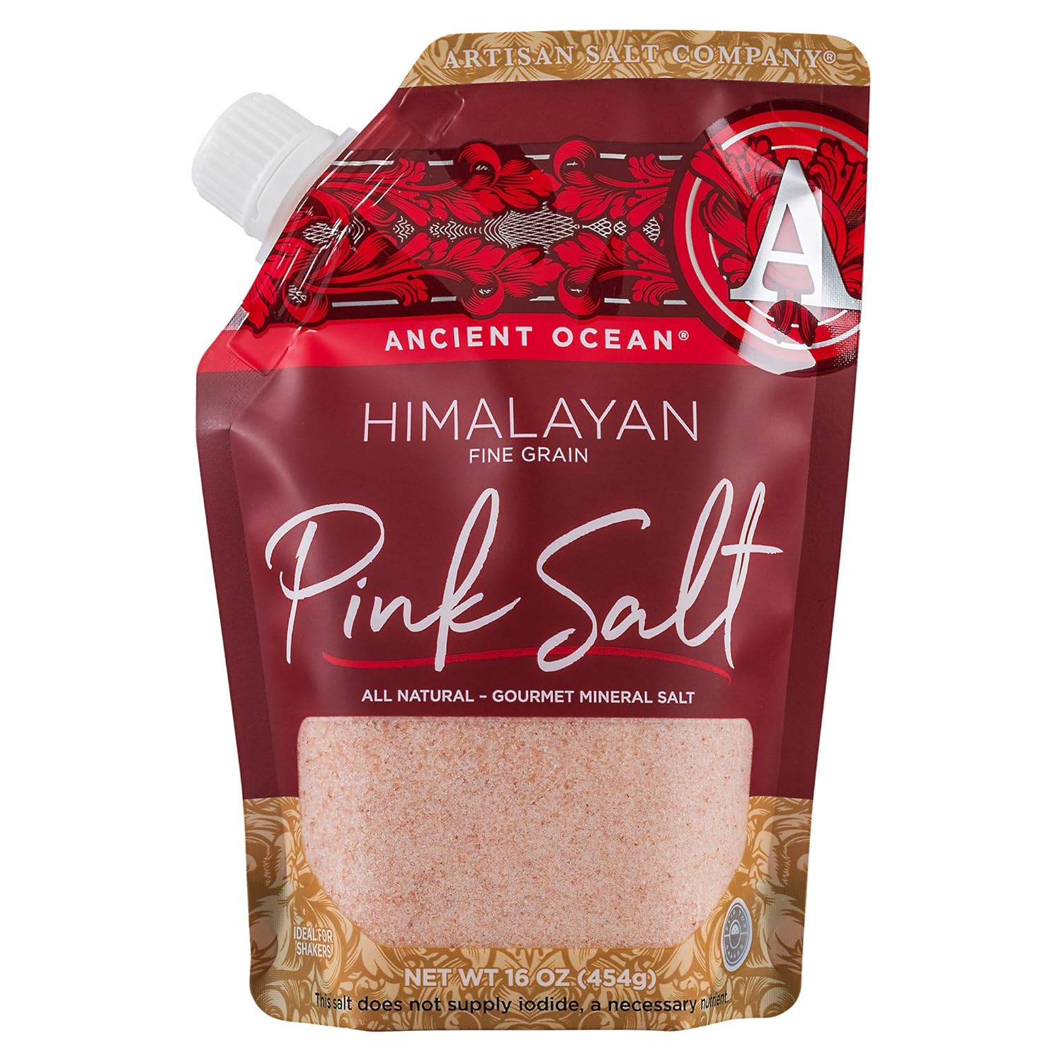 Artisan Salt Company Ancient Ocean Himalayan Pink Salt, Fine Grain, Pour Spout P