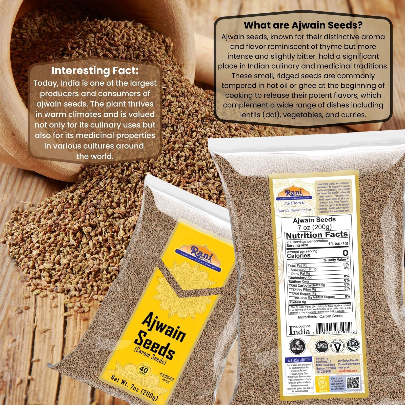 Rani Ajwain Seeds (Carom Bishops Weed) Spice Whole 7oz (200g)