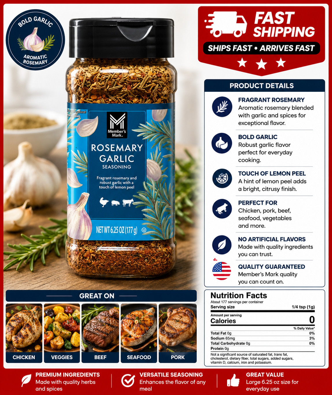 Member’s Mark – Rosemary Garlic – 6.25 Oz