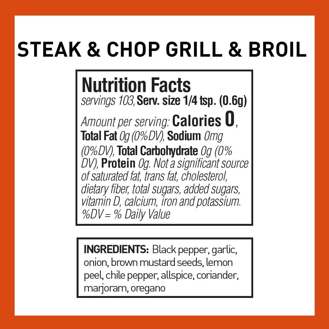 Spice Hunter The Steak Chop Grill Broil Blend Jar, Black Pepper, 2.2oz