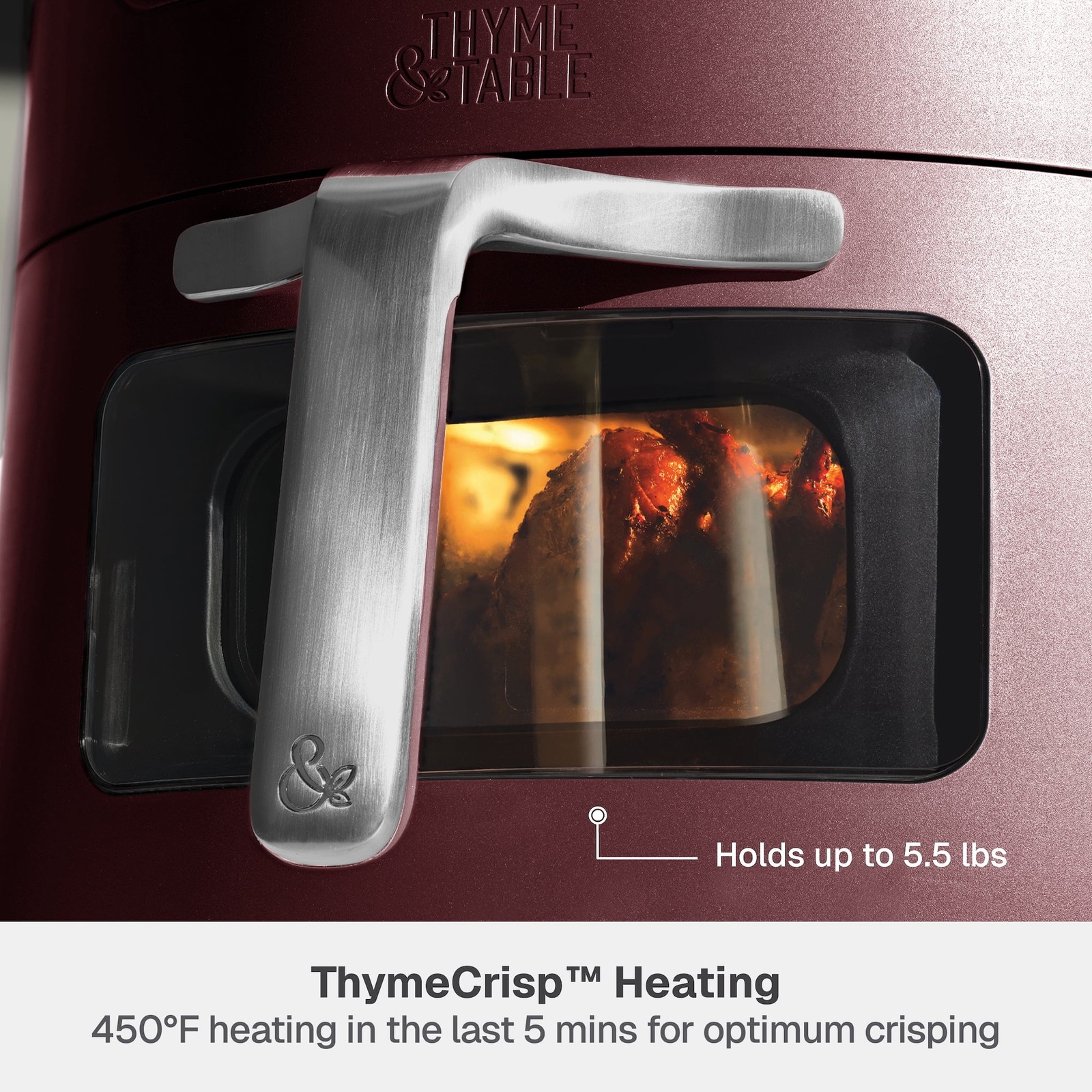 6QT Air Fryer with Thymecrisp™ Ceramic Nonstick Basket Cabernet Red