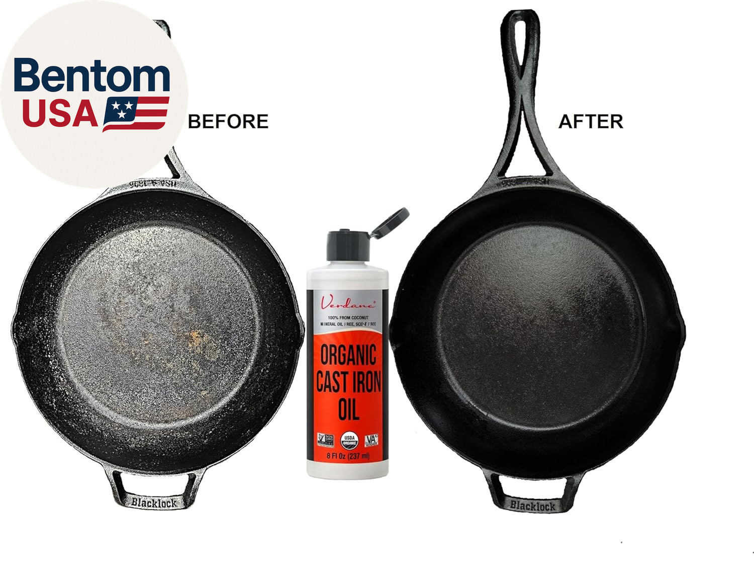 Cast Iron Seasoning Oil & Conditioner – Food Grade, Organic, Coconut Derived, No