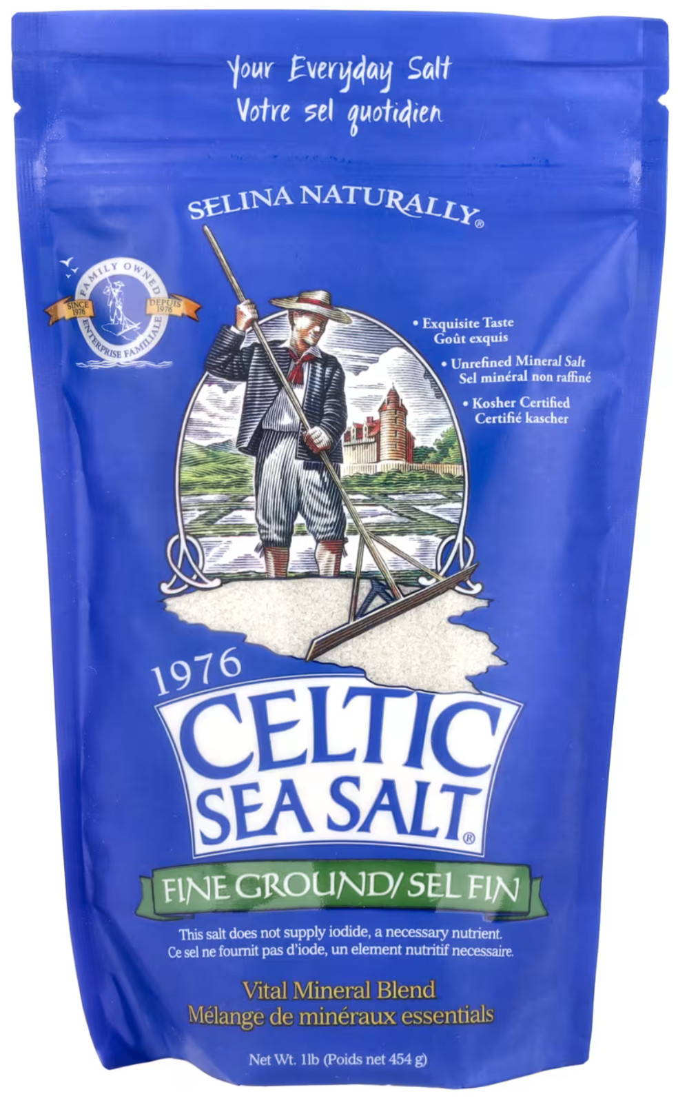 Selina Naturally – Celtic Sea Salt, Fine Ground – Australian Stock – 1 lb (454g)