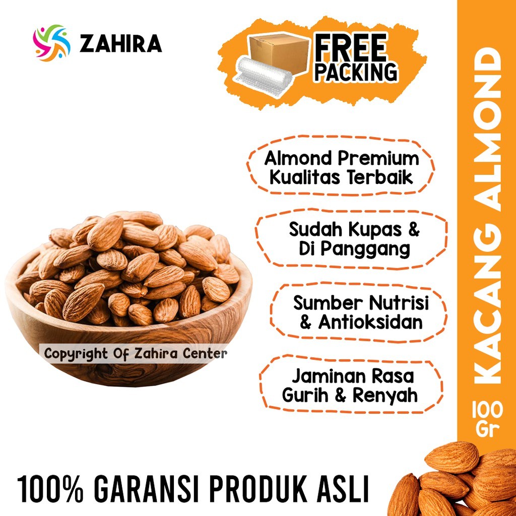 Roasted peeled almond nuts 100g crunchy snack natural authentic flavor