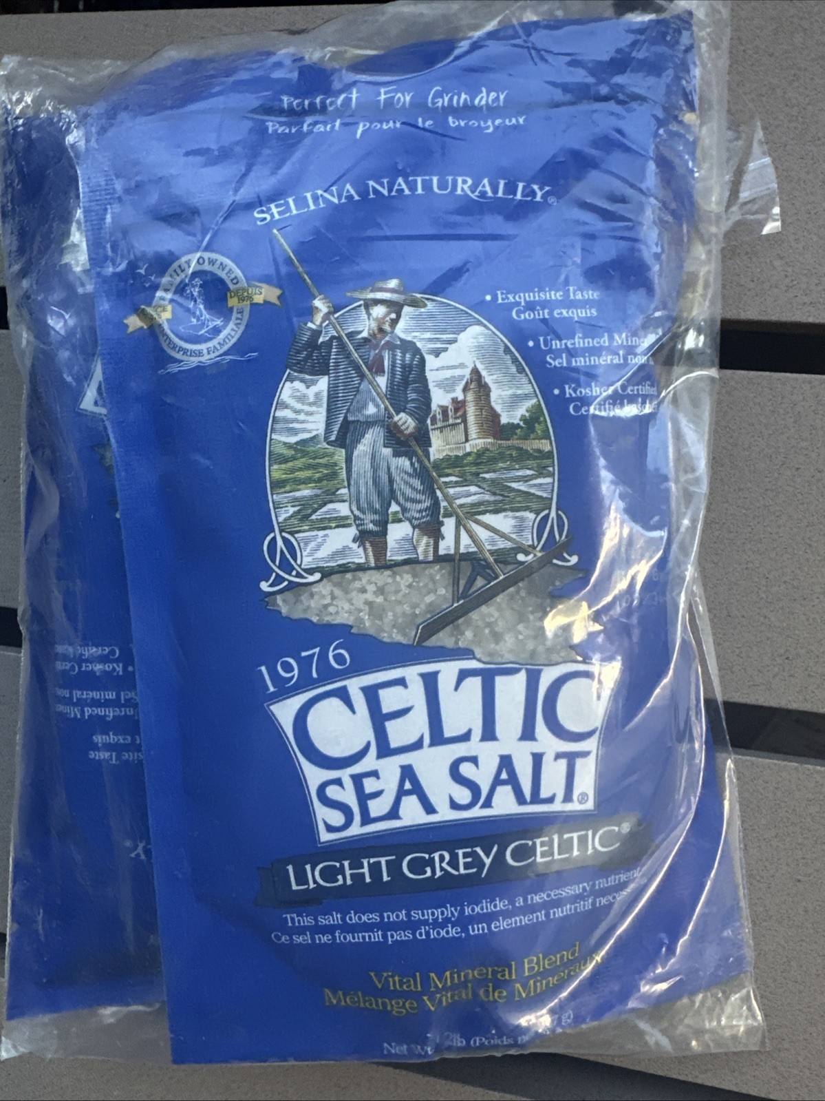 Selina Naturally Light Grey Celtic Sea Salt 1 Pound Resealable Bag 2 Bags