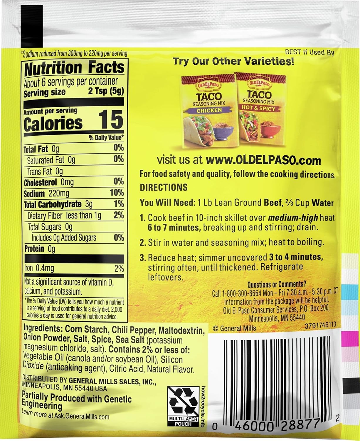 Old El Paso Taco Seasoning Mix 1 Oz Pack of 32 Multiple Flavors Available