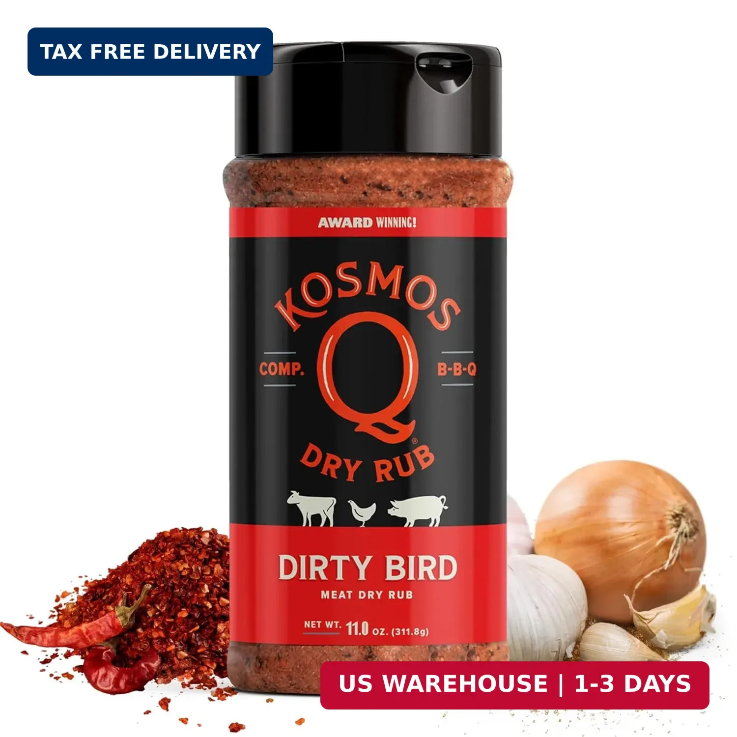 Kosmos Q Dirty Bird BBQ Dry Rub, Father’s Day Gift, Spicy Chicken & Pork Seasoni