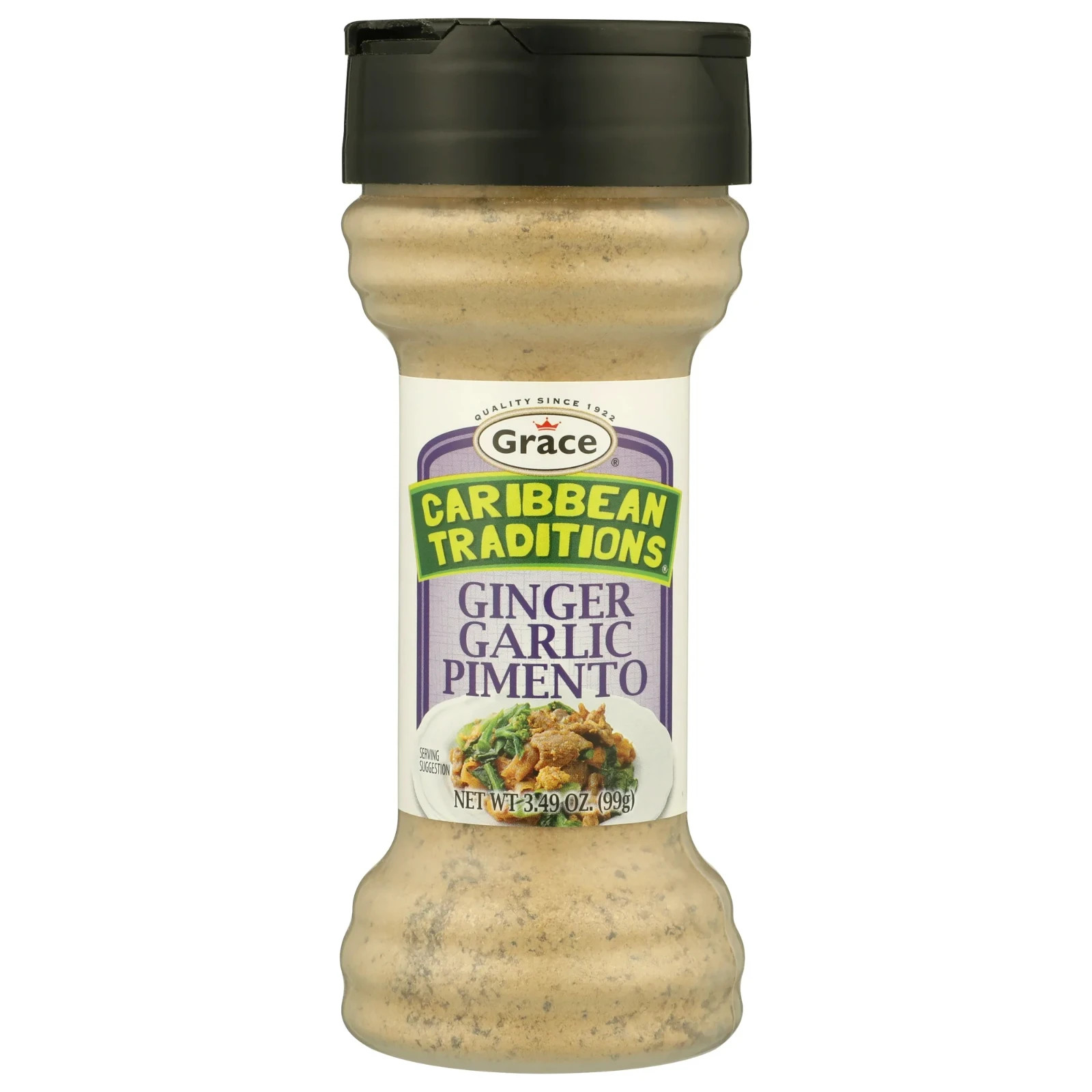 4 Pack Grace Caribbean Traditions Ginger Garlic Pimento Seasoning, 3.49 oz Each