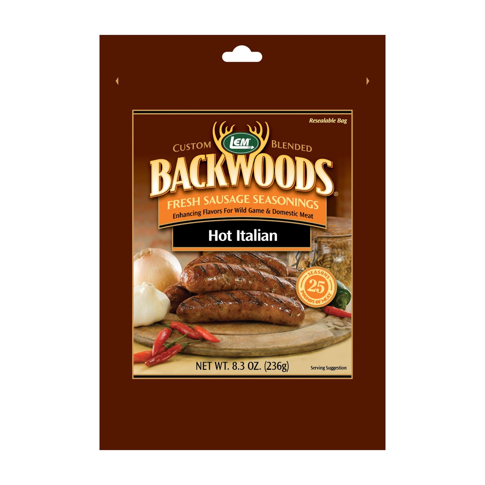 LEM Products Backwoods Hot Italian Fresh Sausage 8.3 Ounce (Pack of 1)