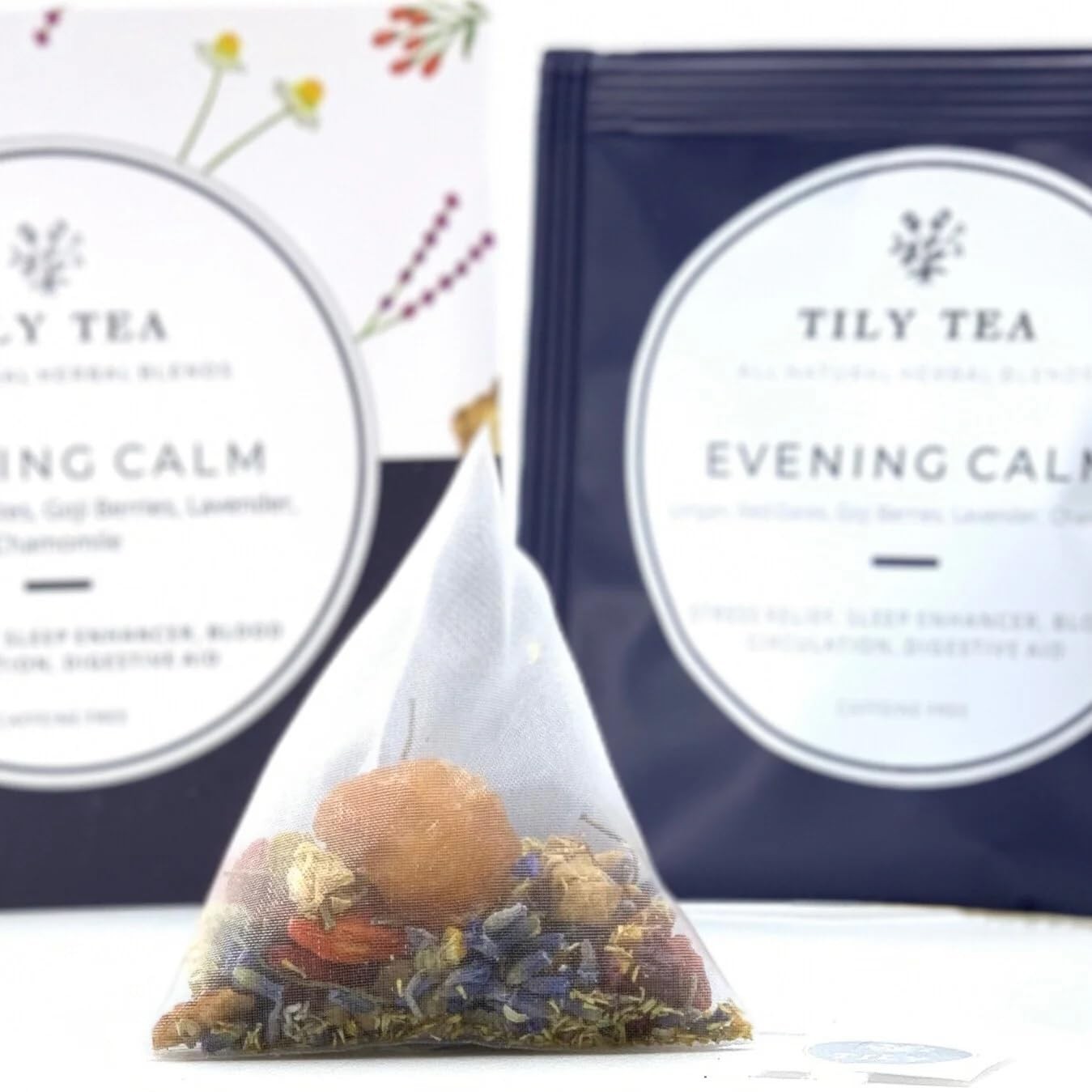 Evening Calm Herbal Tea – Nighttime Tea with Chamomile and Lavender – Caffein…