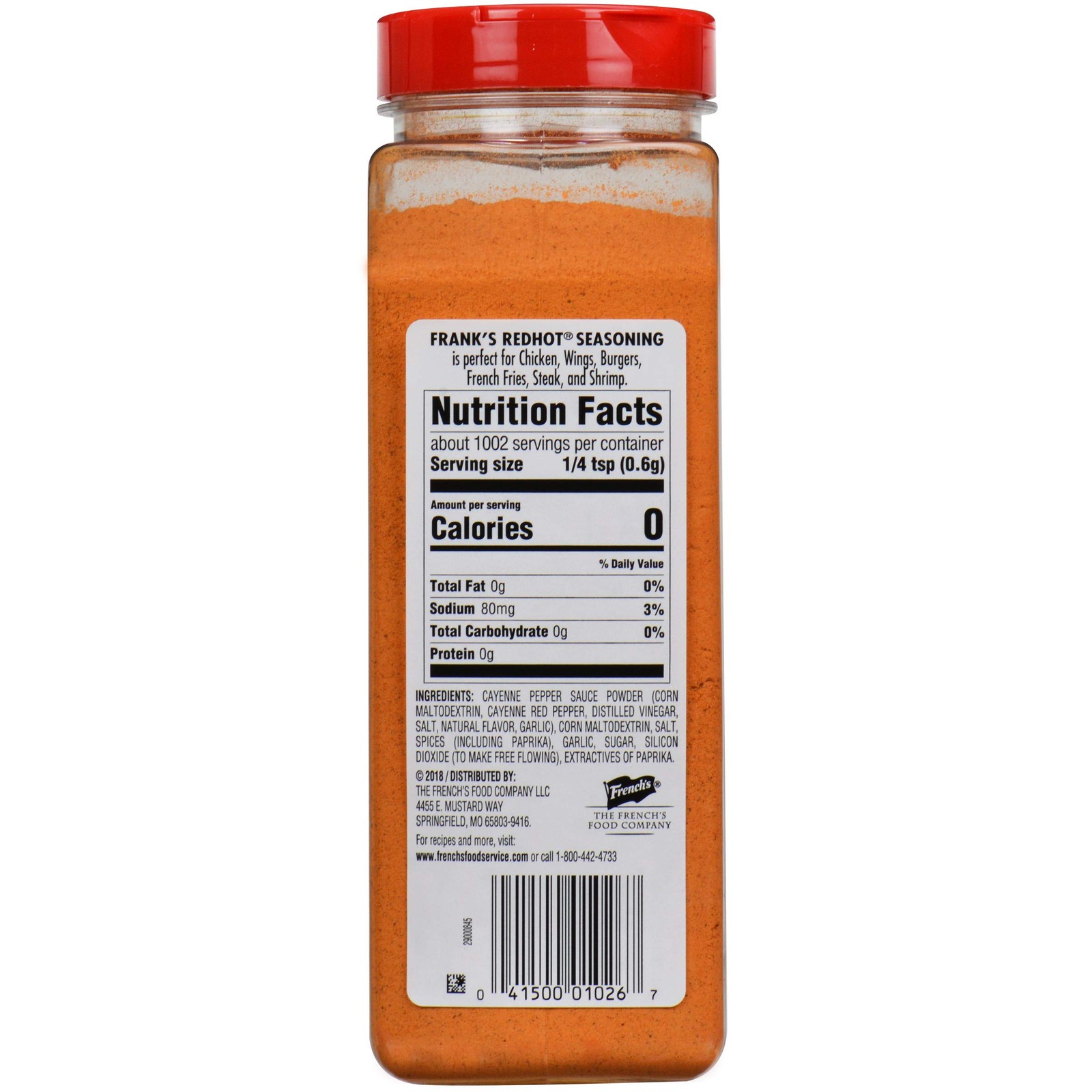 Frank’s Redhot Original Seasoning, 21.2 Oz – One 21.2 Ounce Container