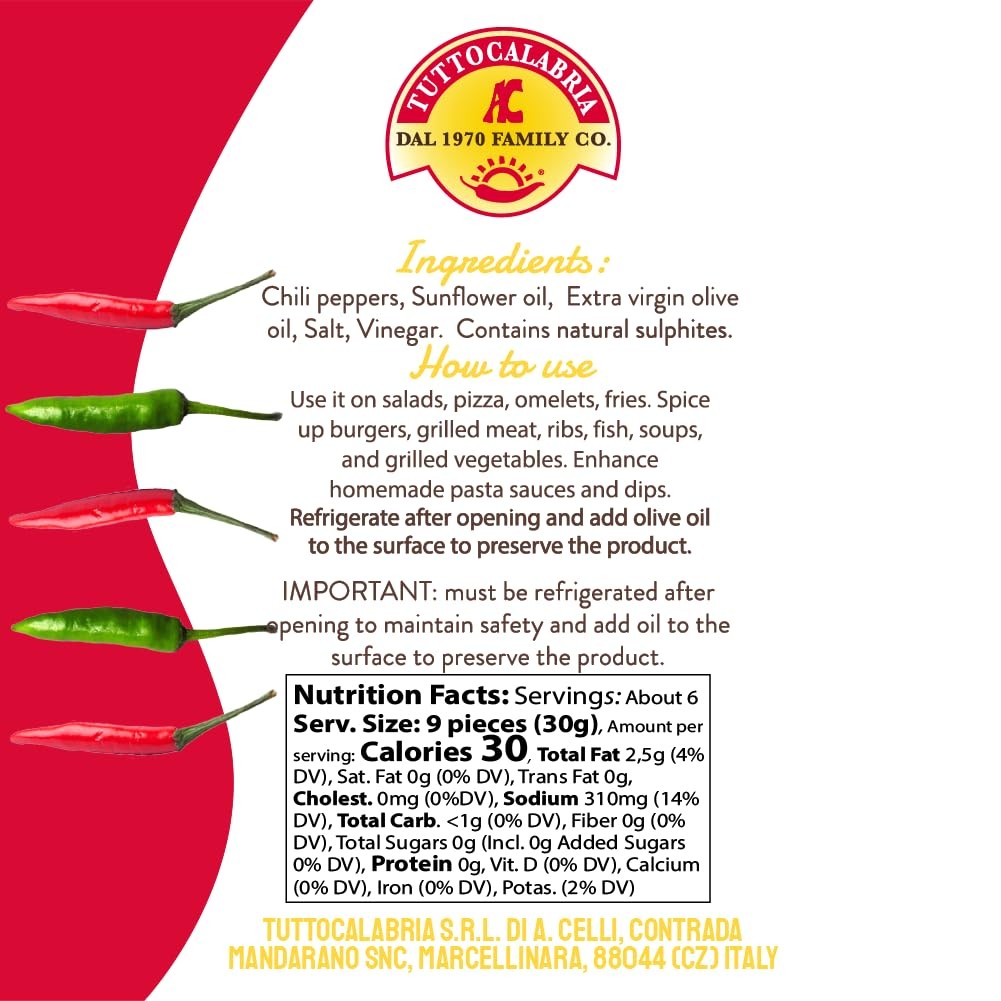 Whole Calabrian Chili Peppers in Olive Oil, 10.2 oz (285 g)