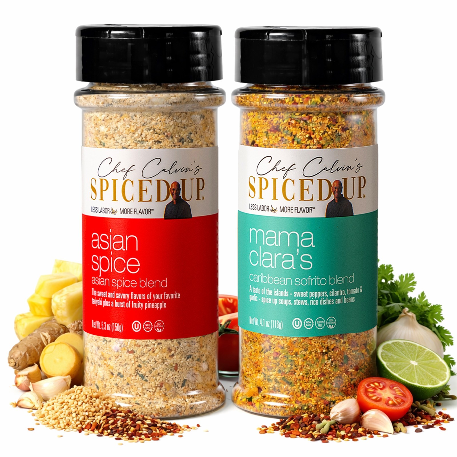 Asian BBQ Rub & Mama Clara Sofrito Seasoning for Rice, Beans & Soup – Non GMO
