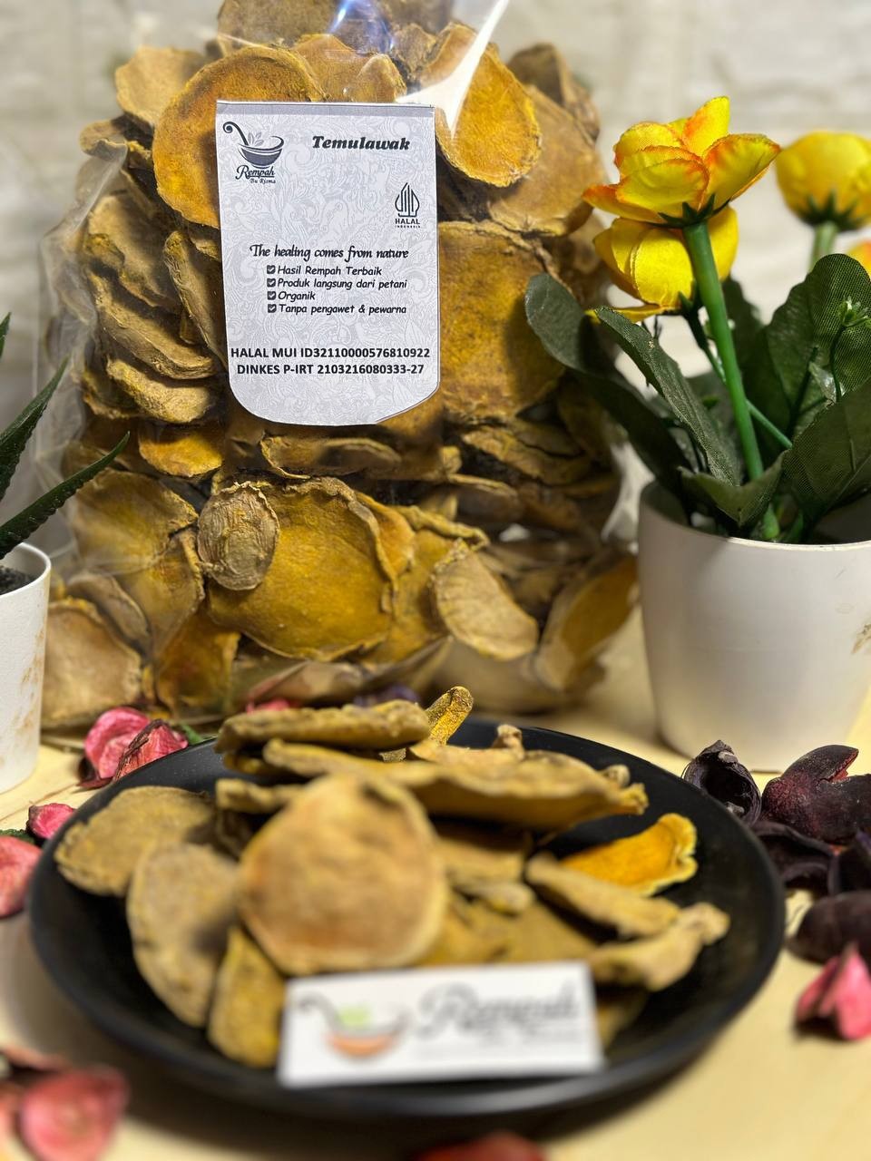 Temulawak Dried Slices 500g Curcuma Rhizome, Indonesian Spice Aroma Ritual Blend