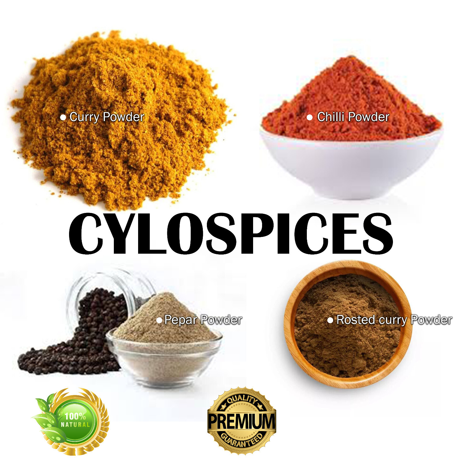 Organic Pure Ceylon Spices High Quality Sri Lankan Curry powder, Pepper, chille